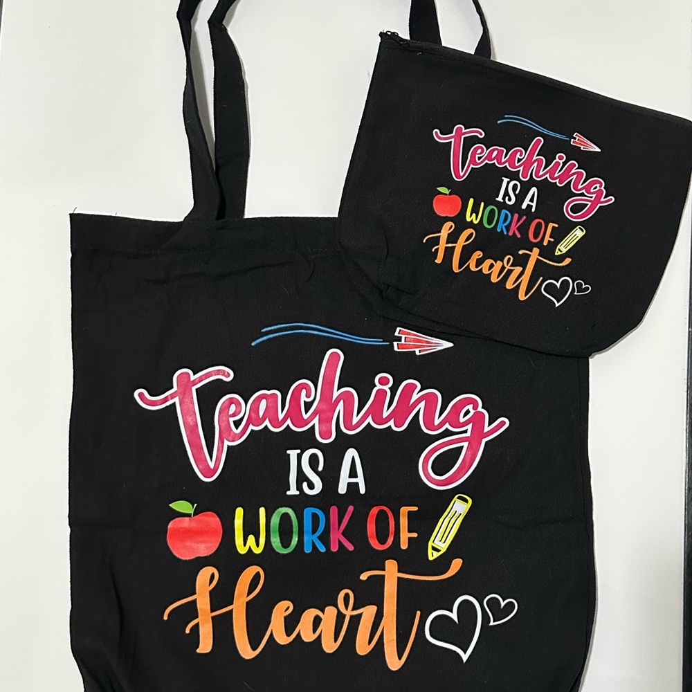 Black Teaching Tote and Pouch Set New